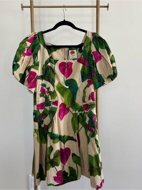 farm rio blue ainika tropical splendor mini dress Farm Rio Puff-Sleeve Velvet Mini Dress In Ainika Tropical Splendor - 37% Off